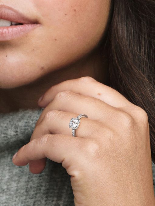 Square Sparkle Halo Ring - Image 2