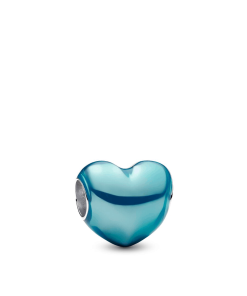 Metallic Sky Blue Heart Charm