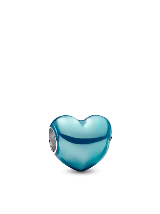 Metallic Sky Blue Heart Charm