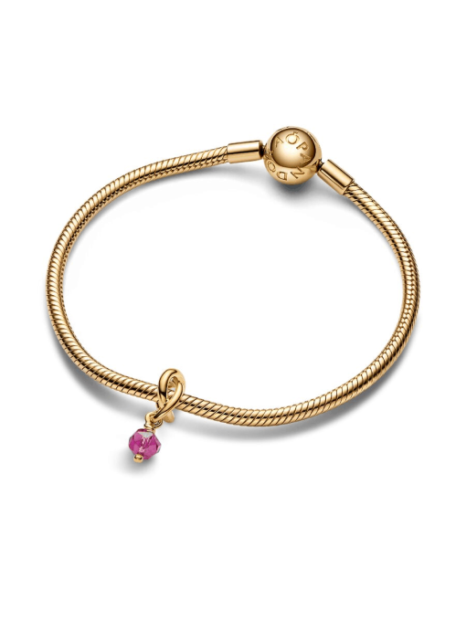 Faceted Pink Eternity Circle Dangle Charm - Image 4