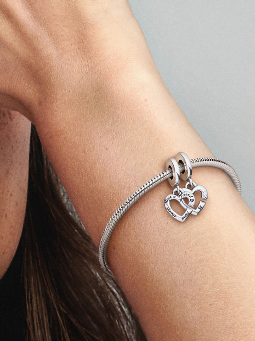 Linked Sister Hearts Split Dangle Charm - Image 2
