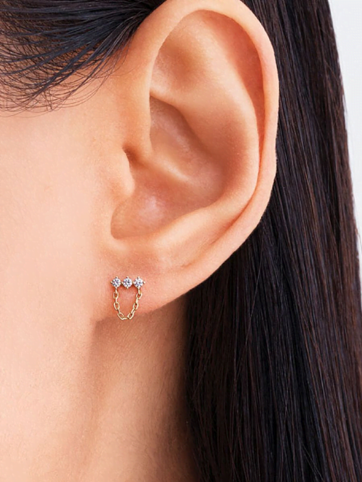 Pandora Era Lab-Grown Diamond Trio Chain Stud Earrings - Image 2
