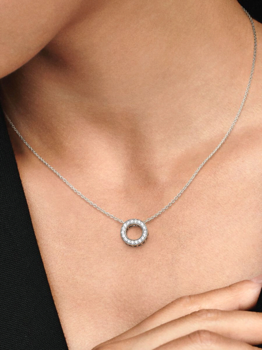 Pandora Logo Pave Circle Collier Necklace - Image 2