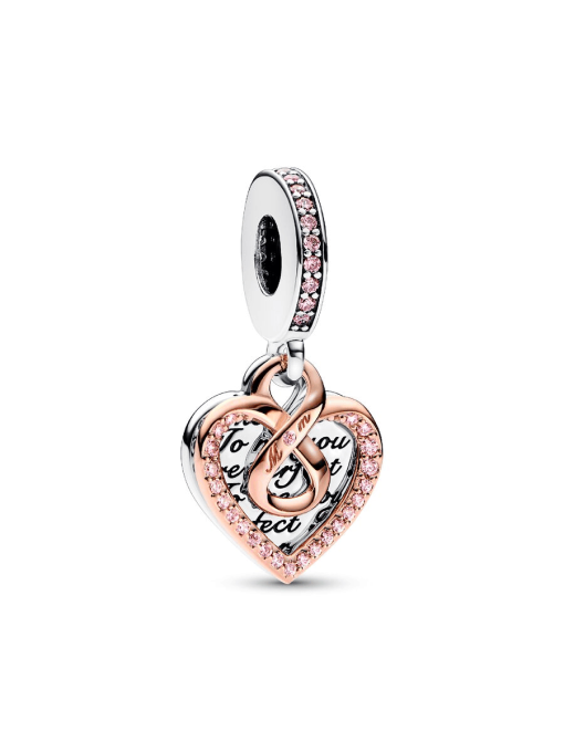 Two-tone Infinity Heart Double Dangle Charm - Image 3
