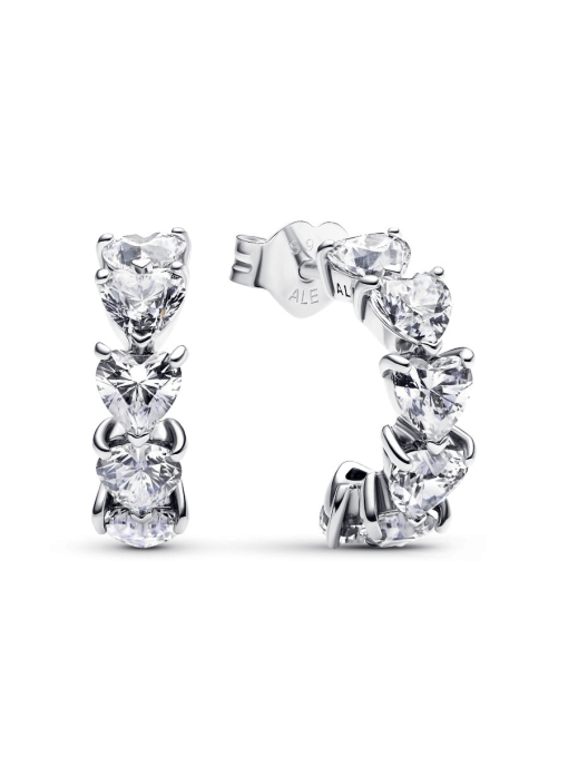 Sparkling Hearts Open Hoop Earrings