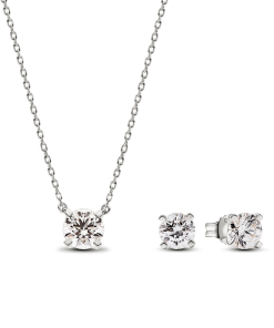 Pandora Era Lab-grown Diamond Pendant Necklace and Earring Set 2.00 carat tw 14k White Gold