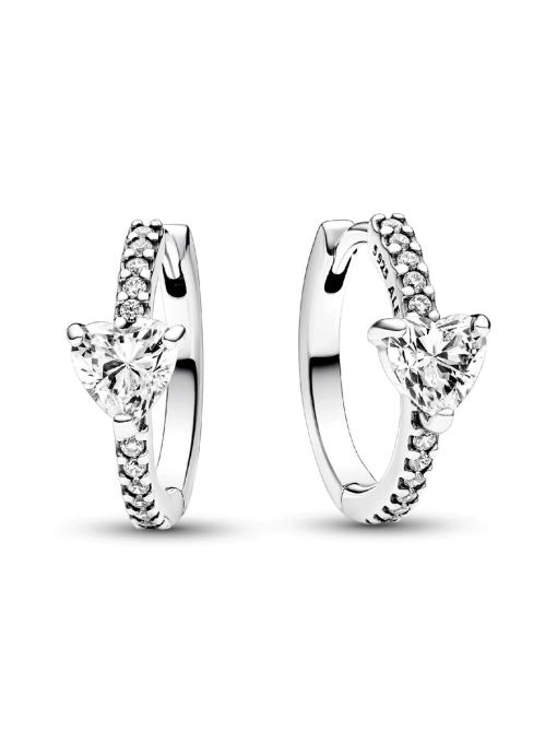 Sparkling Heart Hoop Earrings - Image 3