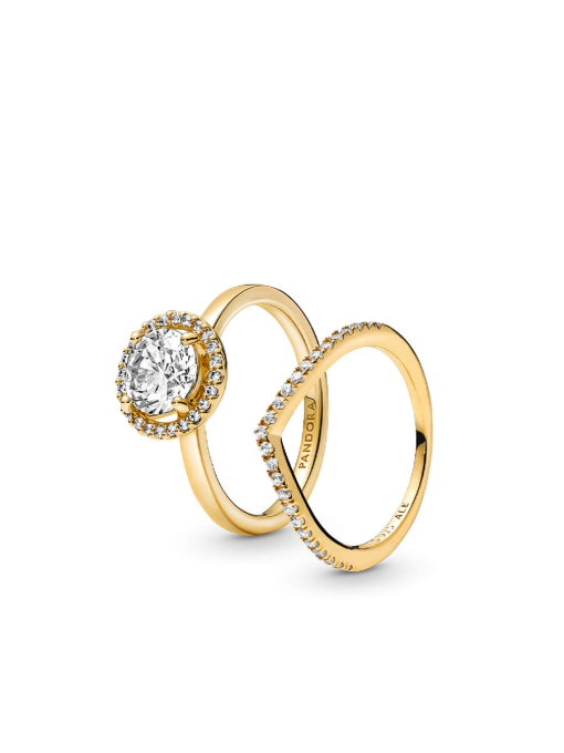 Halo of Gold Sparkling Wishbone Ring Set - Image 2