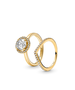 Halo of Gold Sparkling Wishbone Ring Set