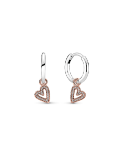 Sparkling Freehand Heart Hoop Earrings