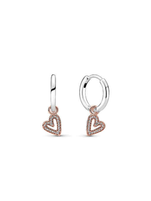 Sparkling Freehand Heart Hoop Earrings