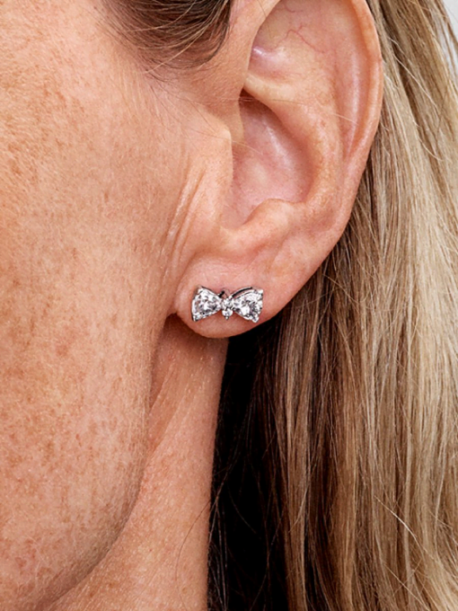 Sparkling Bow Stud Earrings - Image 2