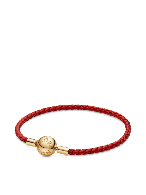 Pandora Moments Red Woven Leather Bracelet