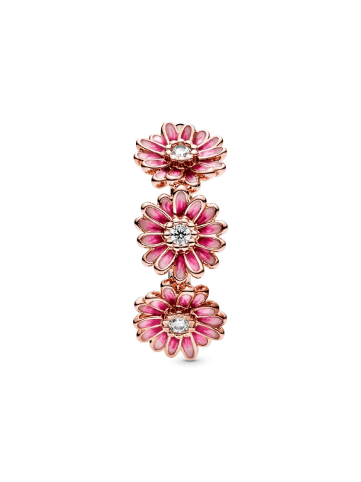 Pink Daisy Flower Trio Ring - Image 5