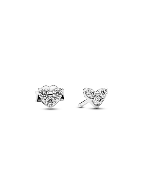 Triple Stone Heart Station Necklace and Earring Set - Image 3