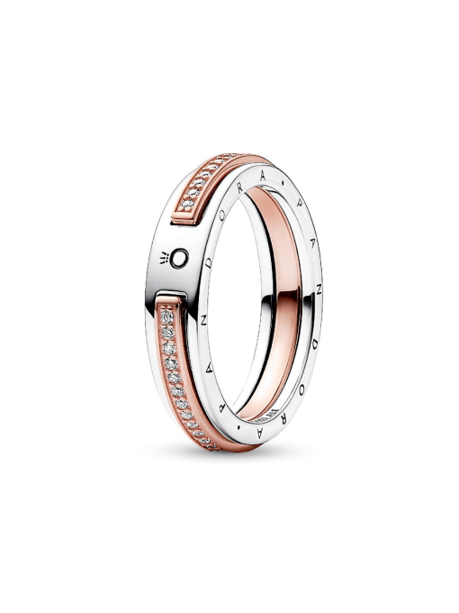 Pandora Signature Two-tone Logo & Pave Ring - Image 2