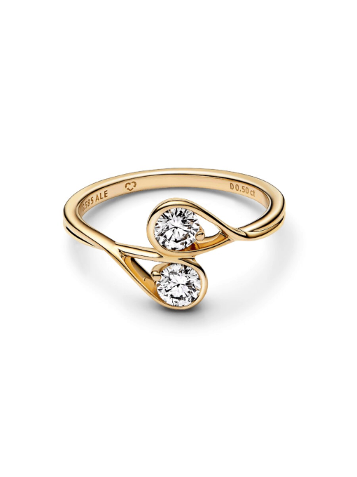 Pandora Infinite 14k Gold Double Lab-grown Diamond Ring - Image 5