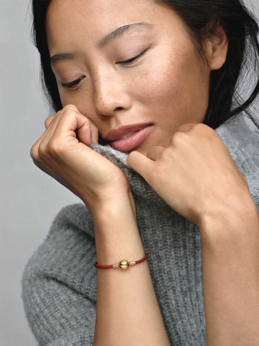 Pandora Moments Red Woven Leather Bracelet - Image 3