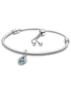 December Eternity Circle Dangle Charm Bracelet Set