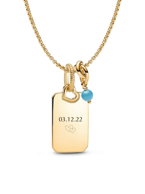 December Engravable Dangle Charm Necklace Set
