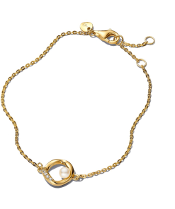 Organically Shaped Pave Circle & Treated Freshwater Cultured Pearl Bracelet