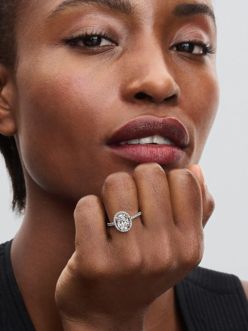 Oval Sparkling Halo Statement Ring - Image 4