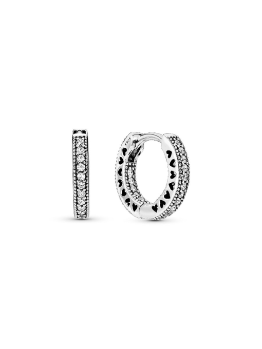Pave Heart Hoop Earrings - Image 3