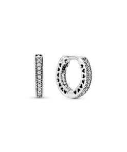 Pave Heart Hoop Earrings