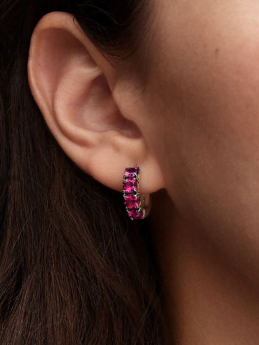 Pink Hoop Earrings - Image 2