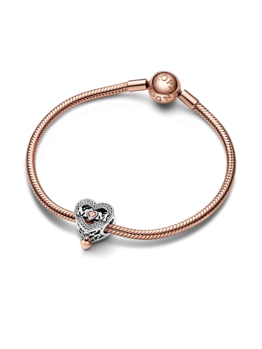 Two-tone Openwork Mom & Heart Charm - Image 6