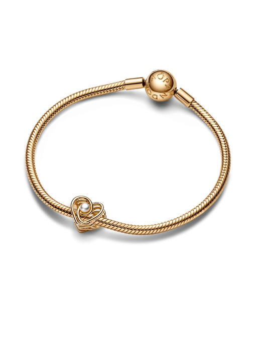 Openwork Swirling Heart & Treated Freshwater Cultured Pearl Charm - Image 6