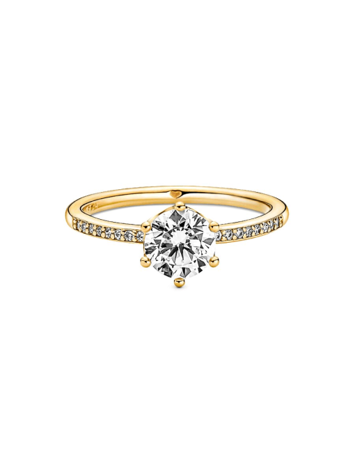 Clear Sparkling Crown Solitaire Ring - Image 3