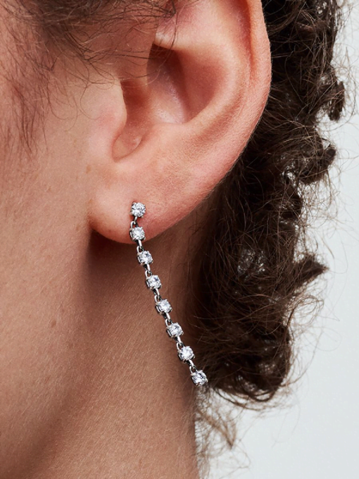 Sparkling Eight Stones Drop Earrings - Image 2