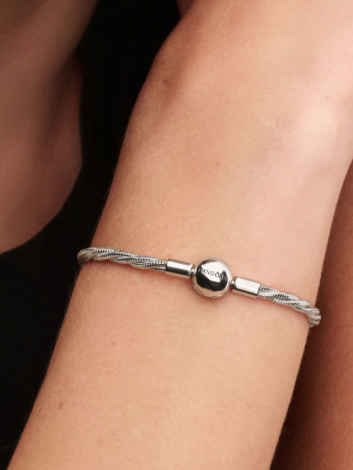 Round Pandora Clasp Twisted Snake Chain - Image 2