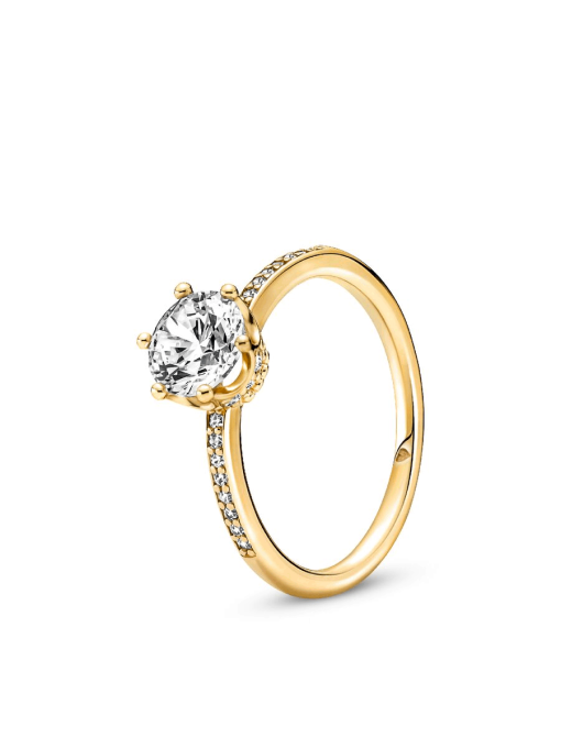 Clear Sparkling Crown Solitaire Ring - Image 2