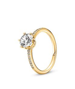 Clear Sparkling Crown Solitaire Ring