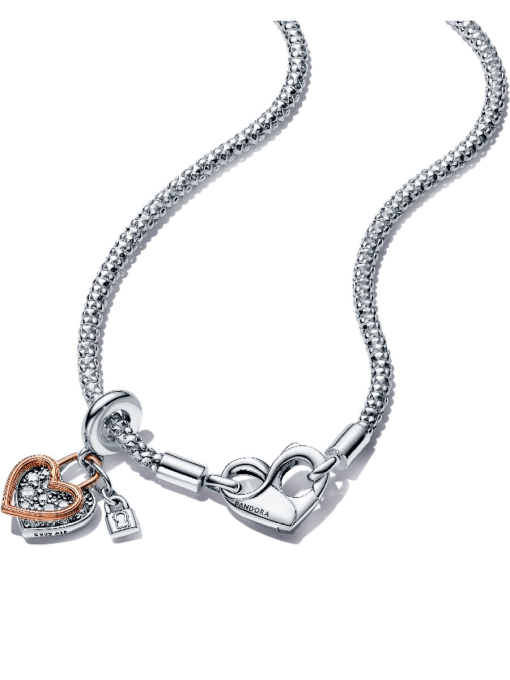 Pandora Moments Studded Chain Necklace and Heart Dangle Set