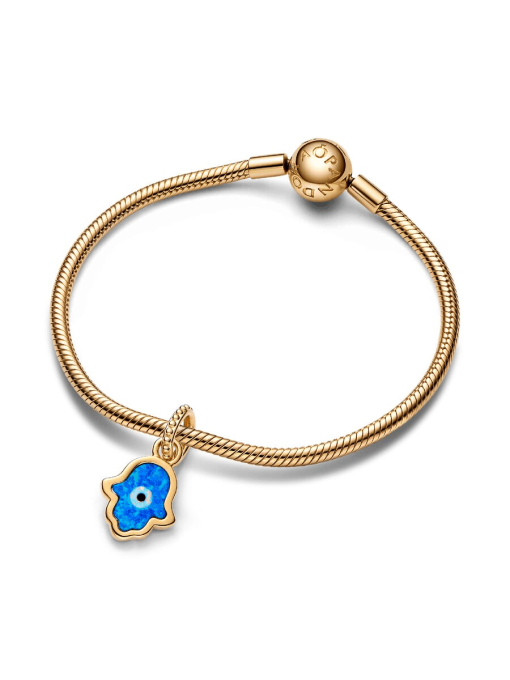 Opalescent Blue Hamsa Hand Dangle Charm - Image 6