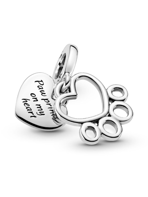 Hearts & Paw Print Dangle Charm - Image 3