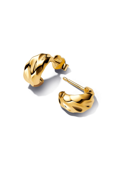 Rippled Open Hoop Earrings - Image 3