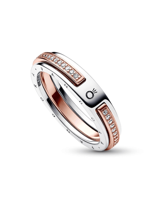 Pandora Signature Two-tone Logo & Pave Ring - Image 4