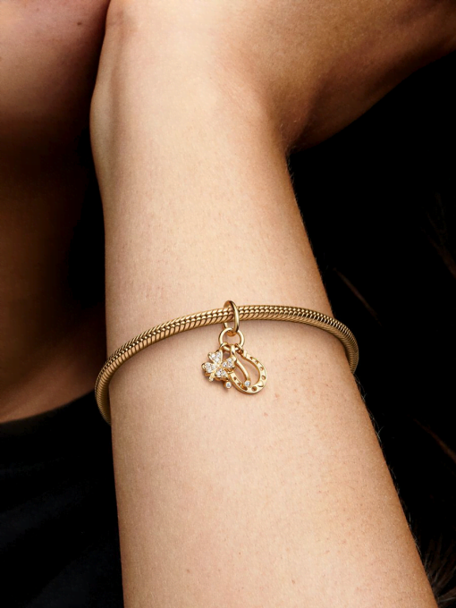 Lucky Clover, Wishbone & Horseshoe Dangle Charm - Image 2