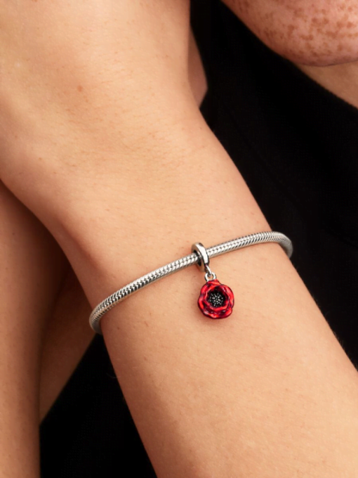 Red Flower Dangle Charm - Image 2