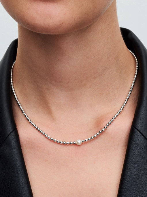 Treated Freshwater Cultured Pearl & Beads Collier Necklace - Image 2