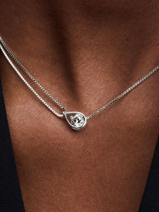 Pandora Infinite 14k White Gold Lab-grown Diamond Double Chain Collier Necklace - Image 2