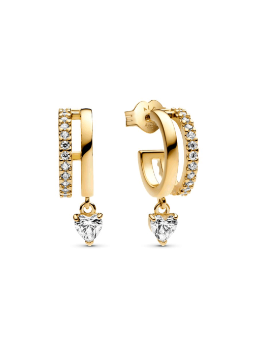 Dangling Heart Hoop Earrings