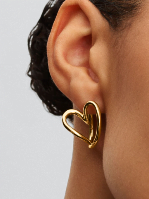 Organically Shaped Heart Hoop Earrings - Image 2