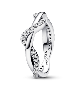 Sparkling Intertwined Wave Ring