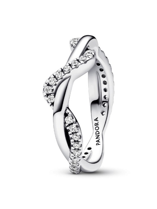 Sparkling Intertwined Wave Ring