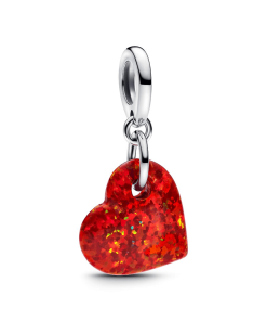 Opalescent Red Heart Dangle Charm